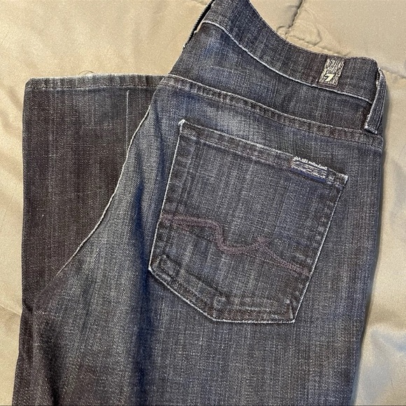 7 For All Mankind Denim - 7 For all Mankind Low Rise Bootcut Jeans Women's 28 Dark Wash Denim Solid